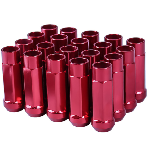 Godspeed New Type-X 60mm Open End Aluminum Lug Nuts 20 pcs. Set M12 X 1.25 Red