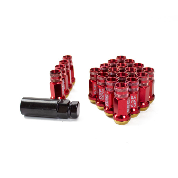 GR48 Steel Lug Nuts M12X1.25 With Spin Washer - Red