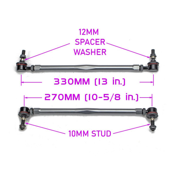 Universal Fit Adjustable Sway Bar End Links Stud 2 Stud 270 mm-330 mm (10-5/8 to 13 in.)