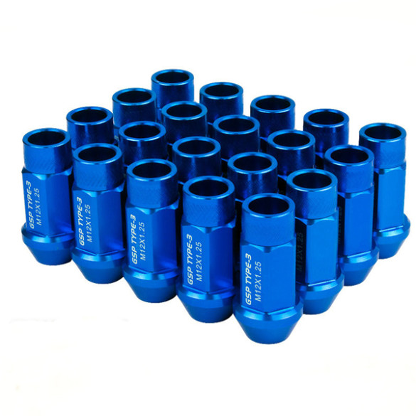 Godspeed Type 3 50mm Lug Nuts 20 pcs. Set M12x1.25 (Blue)