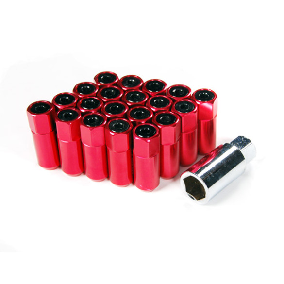 Godspeed Type 5 55mm Lug Nuts 20 pcs. Set M12 X 1.25 Red