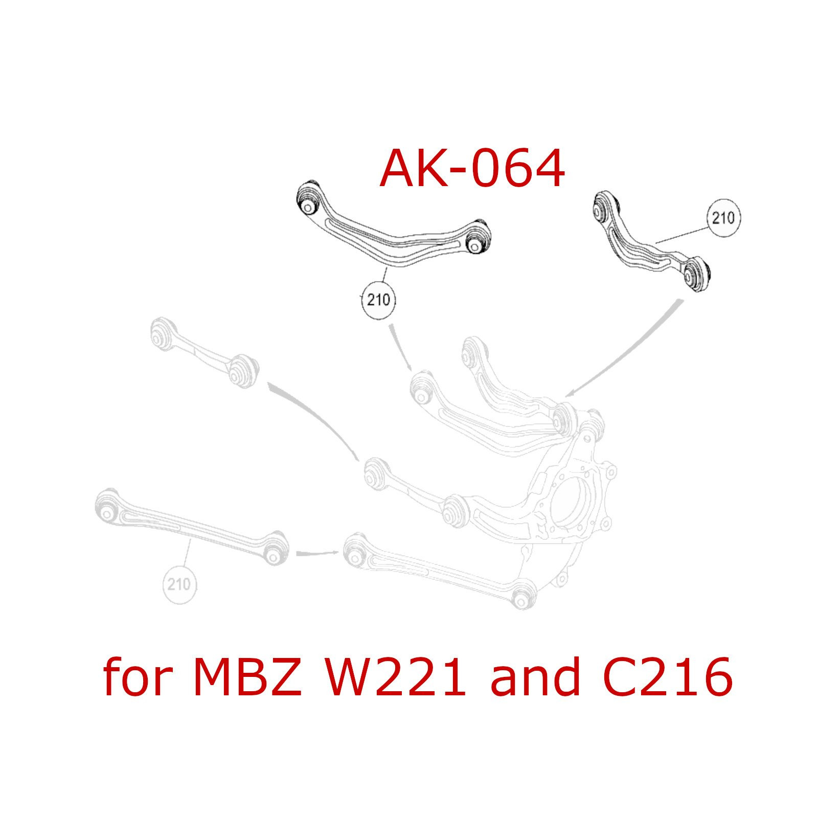 Adjustable Rear Upper Camber Arms w/ Spherical Bearings fits Mercedes ...