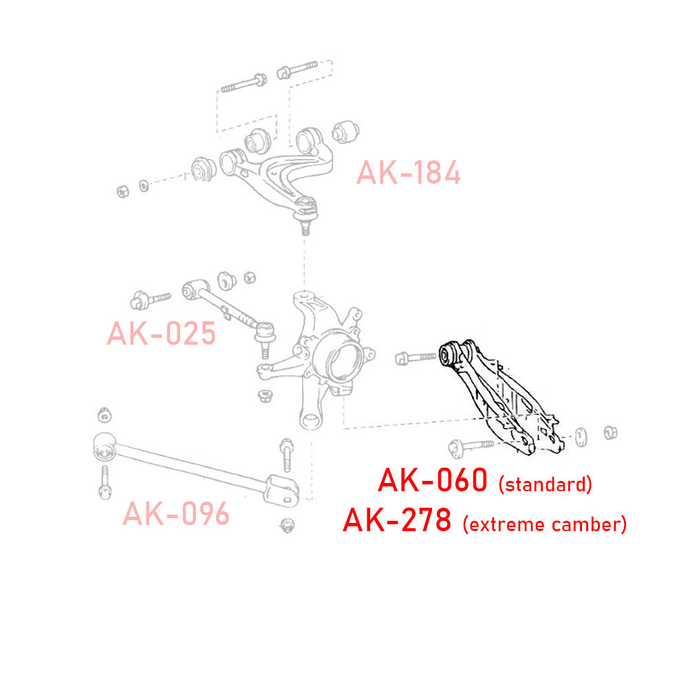 thumbnail image 2 of Godspeed Rear Lower Camber Arm Kit For Lexus LS430 XF30 2001-2006 – Adjustable – AK-267 2 of 4