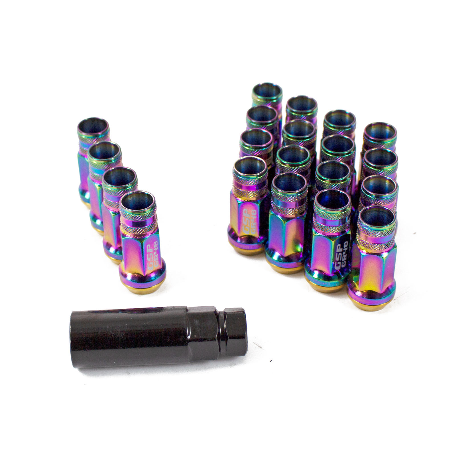 GR48 Steel Lug Nuts M12X1.25 With Spin Washer Neo Chrome Godspeed
