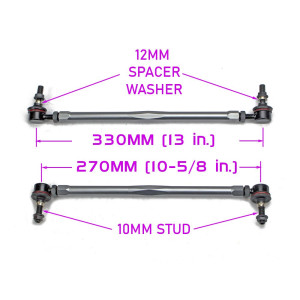 Universal Fit Adjustable Sway Bar End Links Stud 2 Stud 270 mm-330 mm (10-5/8 to 13 in.)